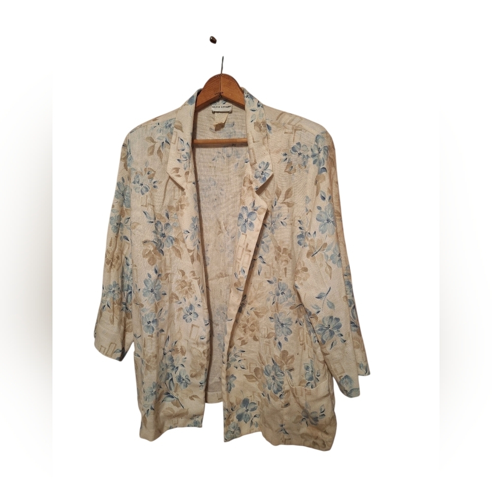 Vintage Alice Stuart Oversized Flax Linen Blend Blazer Ladies 20W Cottagecore
